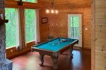 Pool table and beautiful wooded views
